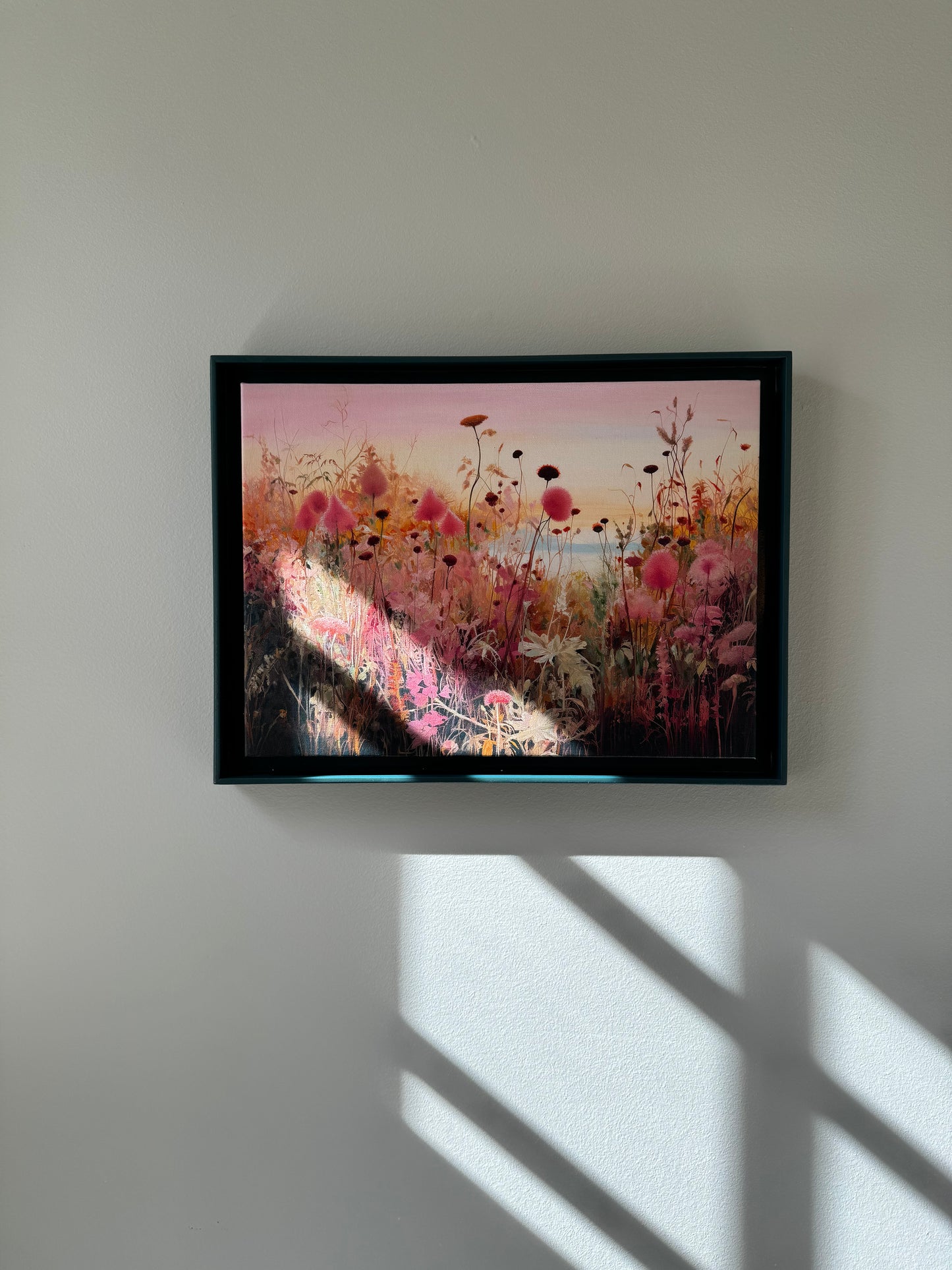 Electric Wildflowers . original framed art with acrylic paint