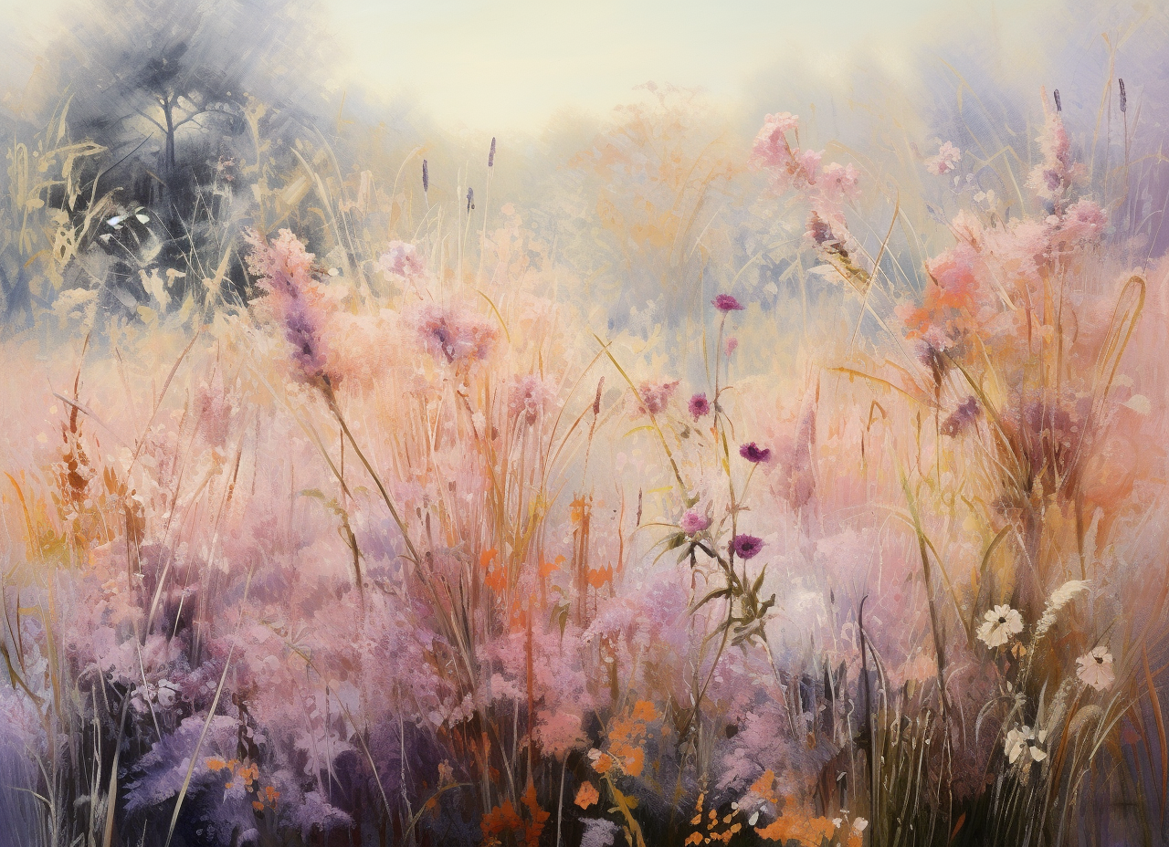 Fluffy Flowers . original framed art on canvas