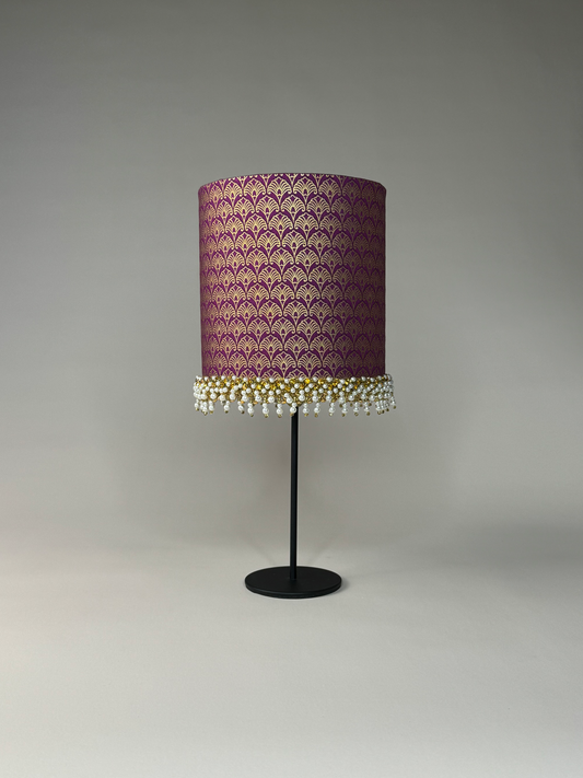 Burgundy Lamp Shade with Vintage Trim