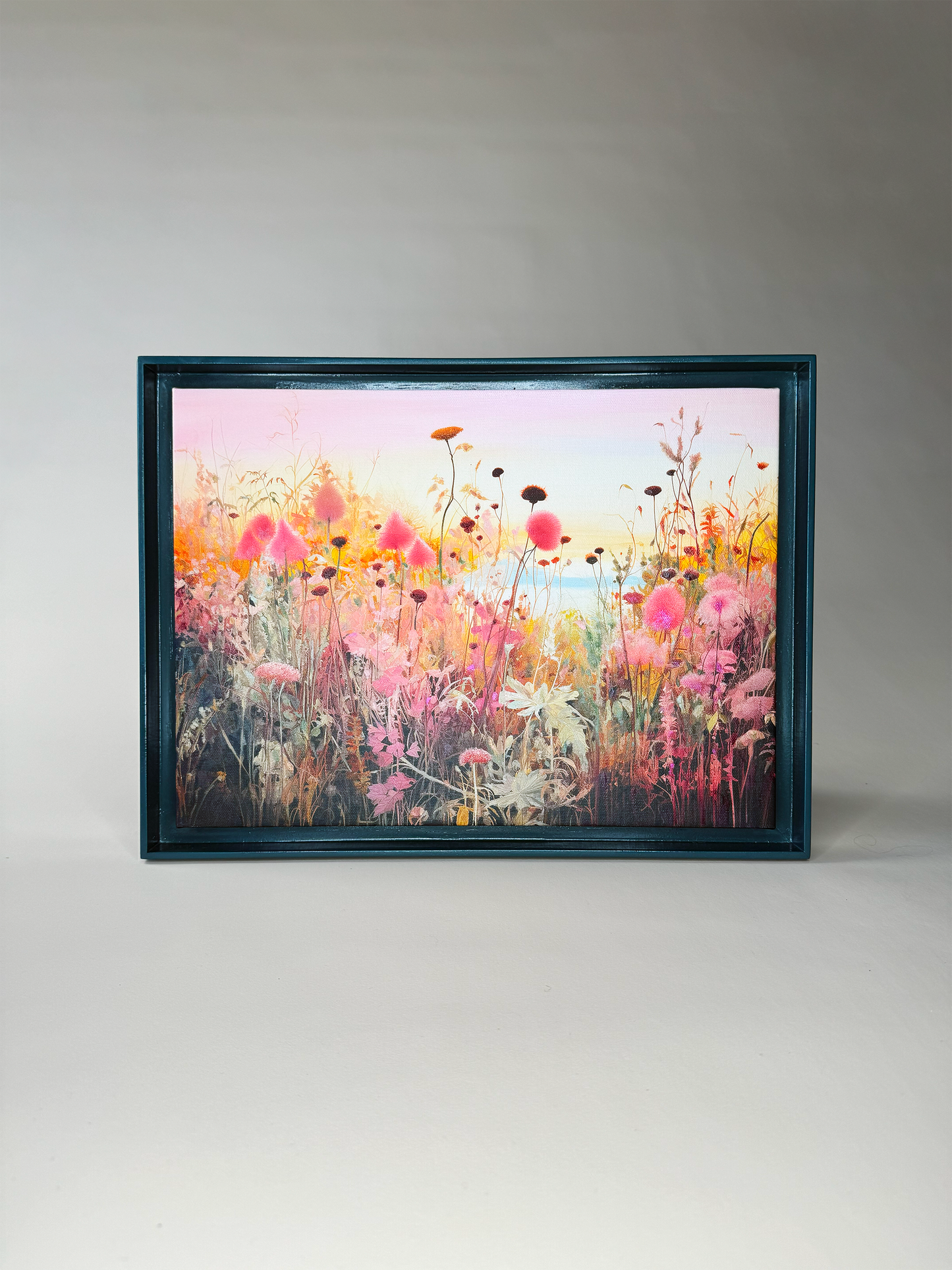 Electric Wildflowers . original framed art with acrylic paint